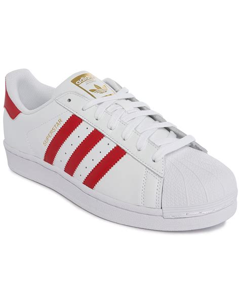 adidas superstar white with red stripes